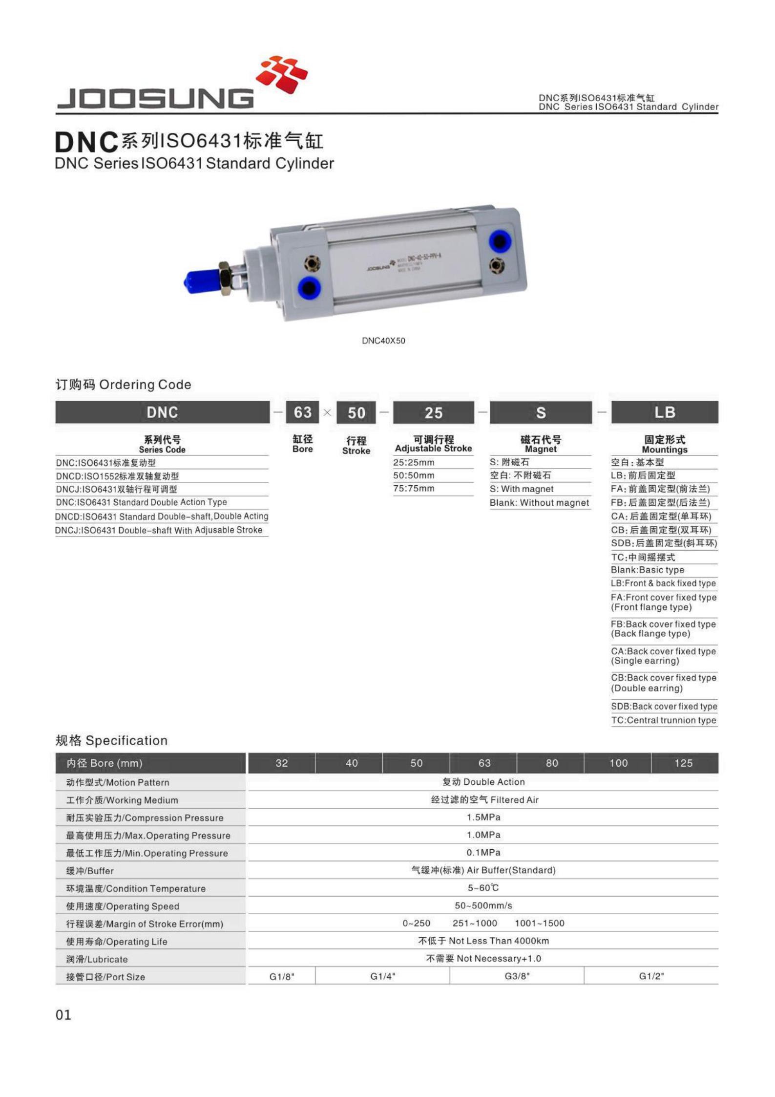 DNC series pneumatic cylinders